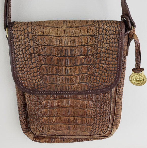 Brahmin Cognac Croc Embossed Leather Crossbody - Picture 2 of 14